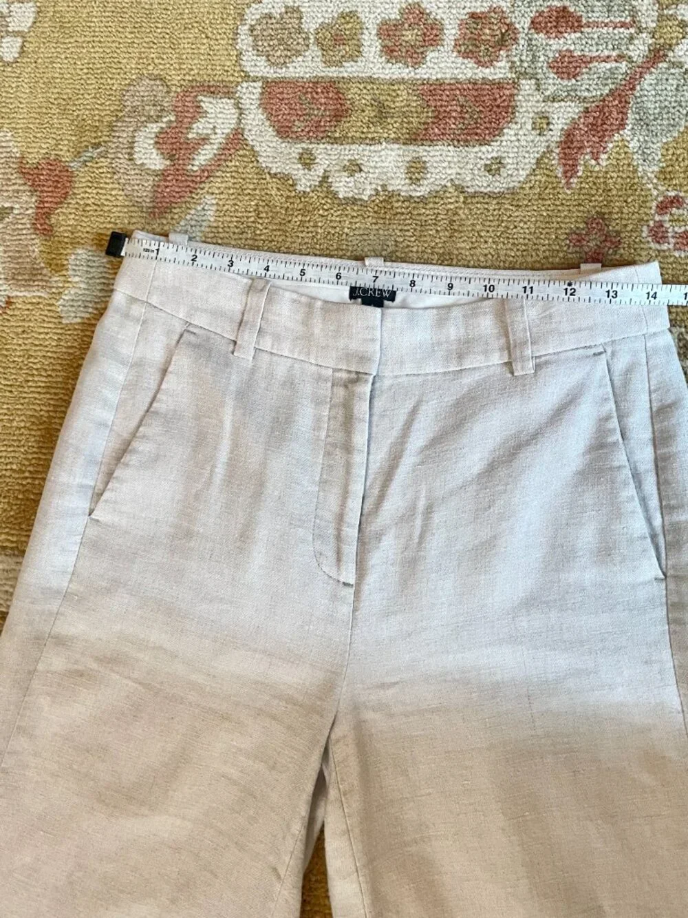 J. Crew Ivory Linen Wide-Leg Pants
